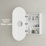 Pill Oval 500mm x 1000mm Mirrored Shaving Cabinet, Matte White