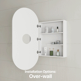 *Clearance* Pill Oval 600mm x 1200mm Mirrored Shaving Cabinet, Matte White