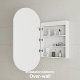 *Clearance* Pill Oval 600mm x 1200mm Frontlit LED Mirrored Shaving Cabinet, Matte White
