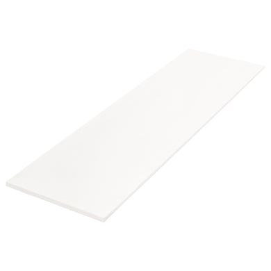 A pre-cut white stone silica-free slab with no holes, likely intended for use in vanities or other cabinetry.