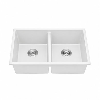Volca 813mm x 457mm x 241mm Quartz Double Sink, White *Clearance Stock*
