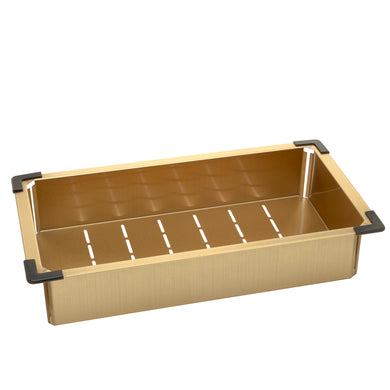 Retto Stainless Steel Sink Colander 218mm x 420mm x 80mm, Brushed Brass Gold