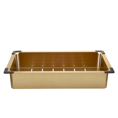Retto Stainless Steel Sink Colander 218mm x 420mm x 80mm, Brushed Brass Gold