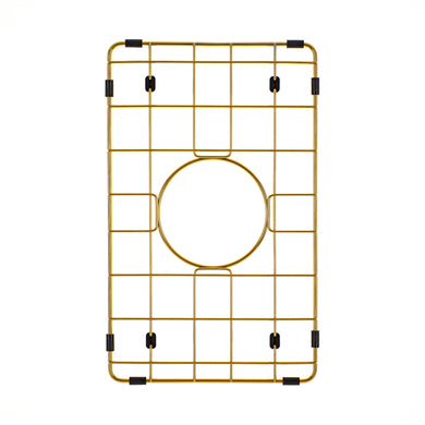 Retto II Stainless Steel Sink Grid 250 x 400mm with Centre Waste Hole, Brushed Brass Gold