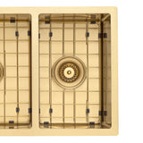 Retto II Stainless Steel Sink Grid 250 x 400mm with Centre Waste Hole, Brushed Brass Gold