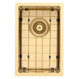 Retto II Stainless Steel Sink Grid 250 x 400mm with Rear Waste Hole, Brushed Brass Gold