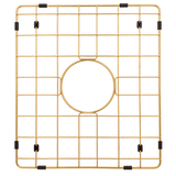 Retto II Stainless Steel Sink Grid 350 x 400mm with Centre Waste Hole, Brushed Brass Gold