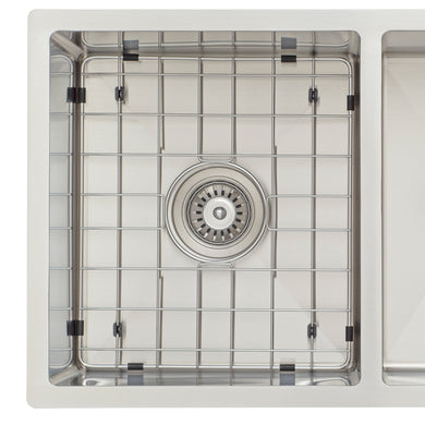 Retto II Stainless Steel Sink Grid 350 x 400mm with Centre Waste Hole, Brushed SS Nickel