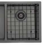 Retto II Stainless Steel Sink Grid 350 x 400mm with Rear Waste Hole, Brushed Gunmetal Black
