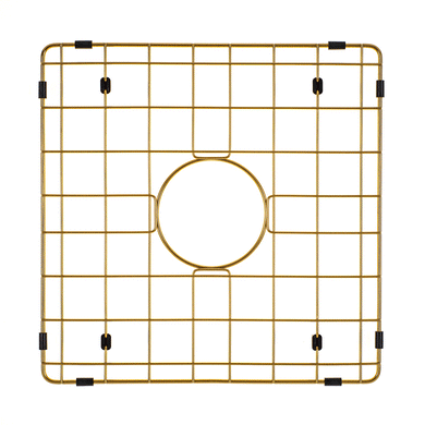 Retto II Stainless Steel Sink Grid 400 x 400mm with Centre Waste Hole, Brushed Brass Gold