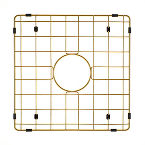Retto II Stainless Steel Sink Grid 400 x 400mm with Centre Waste Hole, Brushed Brass Gold