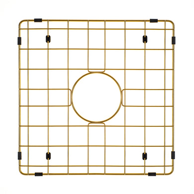 Retto II Stainless Steel Sink Grid 400 x 400mm with Centre Waste Hole, Brushed Brass Gold