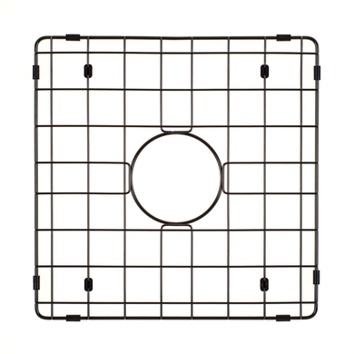 Retto II Stainless Steel Sink Grid 400 x 400mm with Centre Waste Hole, Brushed Gunmetal Black