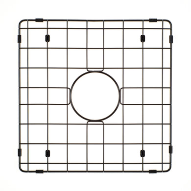 Retto II Stainless Steel Sink Grid 400 x 400mm with Centre Waste Hole, Brushed Gunmetal Black