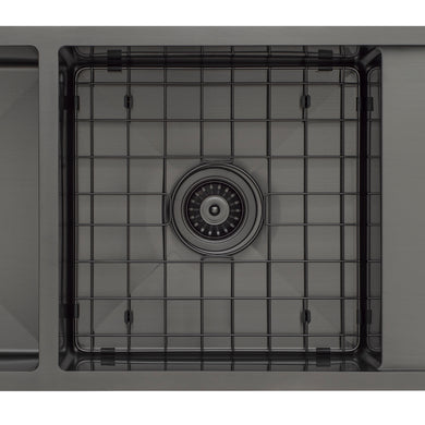 Retto II Stainless Steel Sink Grid 400 x 400mm with Centre Waste Hole, Brushed Gunmetal Black