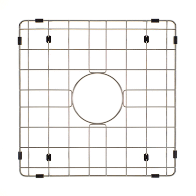 Retto II Stainless Steel Sink Grid 400 x 400mm with Centre Waste Hole, Brushed SS Nickel