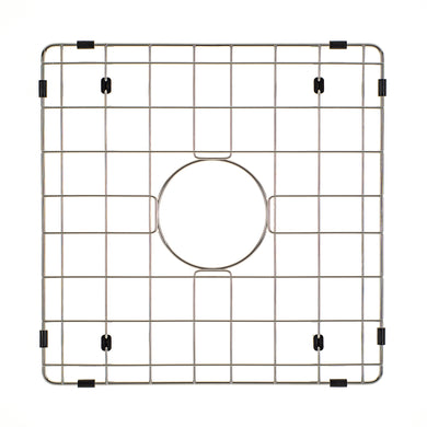 Retto II Stainless Steel Sink Grid 400 x 400mm with Centre Waste Hole, Brushed SS Nickel
