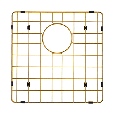 Retto II Stainless Steel Sink Grid 400 x 400mm with Rear Waste Hole, Brushed Brass Gold
