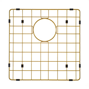 Retto II Stainless Steel Sink Grid 400 x 400mm with Rear Waste Hole, Brushed Brass Gold