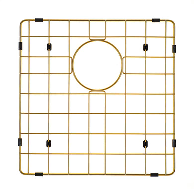 Retto II Stainless Steel Sink Grid 400 x 400mm with Rear Waste Hole, Brushed Brass Gold