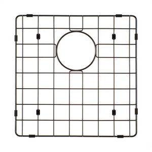 Retto II Stainless Steel Sink Grid 400 x 400mm with Rear Waste Hole, Brushed Gunmetal Black