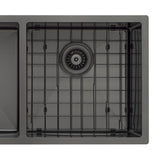 Retto II Stainless Steel Sink Grid 400 x 400mm with Rear Waste Hole, Brushed Gunmetal Black