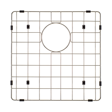 Retto II Stainless Steel Sink Grid 400 x 400mm with Rear Waste Hole, Brushed SS Nickel