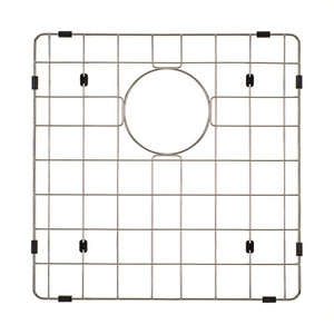 Retto II Stainless Steel Sink Grid 400 x 400mm with Rear Waste Hole, Brushed SS Nickel