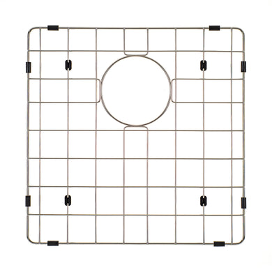 Retto II Stainless Steel Sink Grid 400 x 400mm with Rear Waste Hole, Brushed SS Nickel
