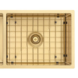 Retto II Stainless Steel Sink Grid 500 x 400mm with Centre Waste Hole, Brushed Brass Gold