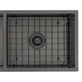 Retto II Stainless Steel Sink Grid 500 x 400mm with Centre Waste Hole, Brushed Gunmetal Black