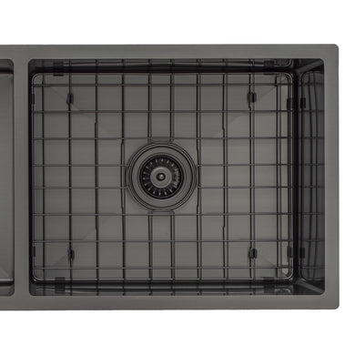 Retto II Stainless Steel Sink Grid 500 x 400mm with Centre Waste Hole, Brushed Gunmetal Black