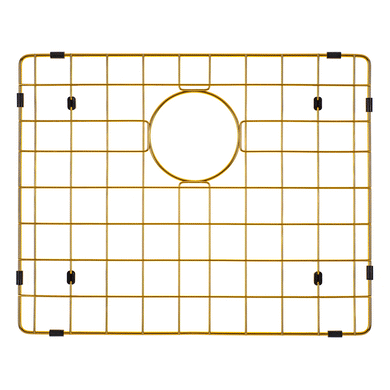 Retto II Stainless Steel Sink Grid 500 x 400mm with Rear Waste Hole, Brushed Brass Gold