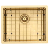 Retto II Stainless Steel Sink Grid 500 x 400mm with Rear Waste Hole, Brushed Brass Gold