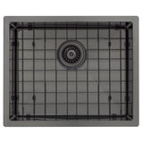 Retto II Stainless Steel Sink Grid 500 x 400mm with Rear Waste Hole, Brushed Gunmetal Black