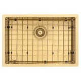 Retto II Stainless Steel Sink Grid 600 x 400mm with Rear Waste Hole, Brushed Brass Gold