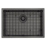 Retto II Stainless Steel Sink Grid 600 x 400mm with Rear Waste Hole, Brushed Gunmetal Black