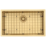 Retto II Stainless Steel Sink Grid 700 x 400mm with Rear Waste Hole, Brushed Brass Gold