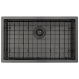 Retto II Stainless Steel Sink Grid 700 x 400mm with Rear Waste Hole, Brushed Gunmetal Black