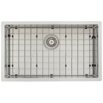 Retto II Stainless Steel Sink Grid 700 x 400mm with Rear Waste Hole, Brushed SS Nickel