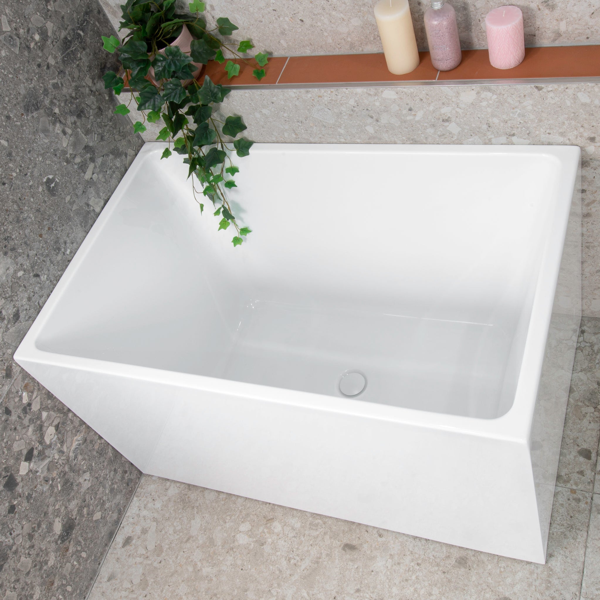 Cubix 1100mm Extra Height Japanese Soaking Freestanding Bath, Gloss Wh