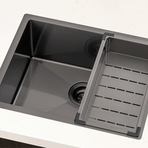 Retto Stainless Steel Sink Colander 218mm x 420mm x 80mm, Brushed Gunmetal Black