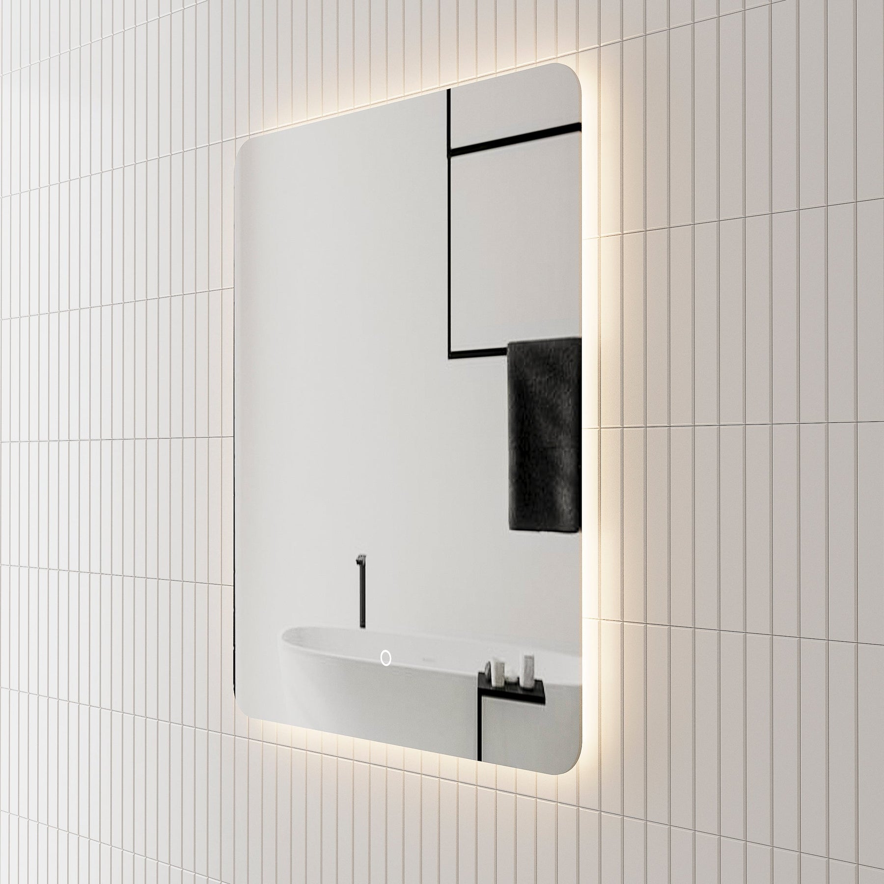 Retti Rectangular Backlit LED Mirror with Polished Edge and Demister