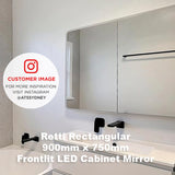 Retti Rectangular 900mm x 750mm Frontlit LED Mirrored Shaving Cabinet, Matte White