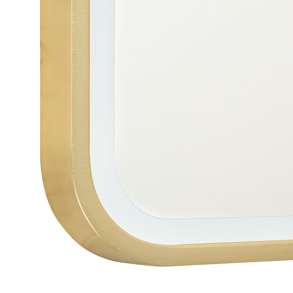Arco Arch 600mm x 800mm Frontlit LED Mirror with Brushed Brass (Gold) Frame and Demister