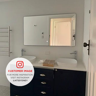 *Clearance* Retti Rectangular 1200mm x 750mm Frontlit and Backlit LED Frameless Mirror with Frosted Glass Border and Demister
