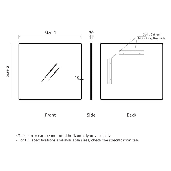 Retti Rectangular 450mm x 750mm Mirror with Matte Black Frame