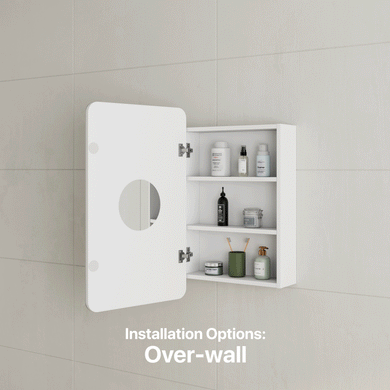 *Clearance* Retti Rectangular 450mm x 750mm Mirrored Shaving Cabinet, Matte White