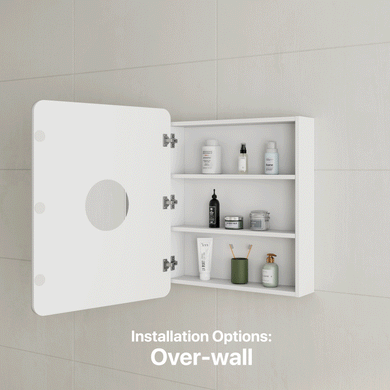 *Clearance* Retti Rectangular 600mm x 750mm Mirrored Shaving Cabinet, Matte White