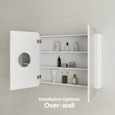 *Clearance* Retti Rectangular 900mm x 750mm Mirrored Shaving Cabinet, Matte White